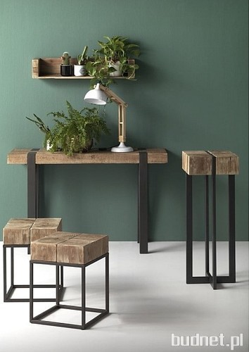 Drewniany stołek z metalowymi nogami Geese/ Bonami