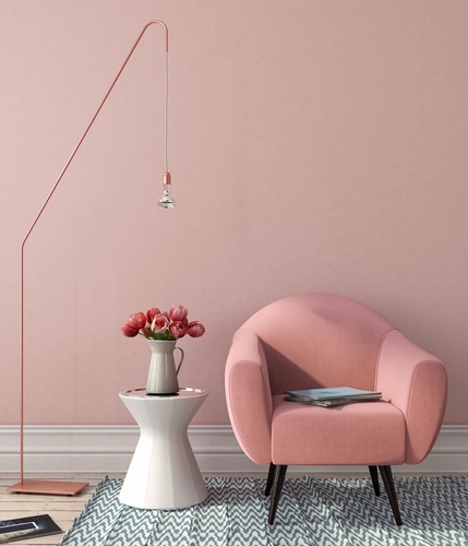 sypialnia z ciepłym odcieniem różu Milennial Pink - z czym łączyć ten kolor