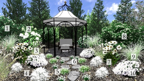 Ogród zaprojektowany we wszystkich odcieniach bieli - anielska rabata