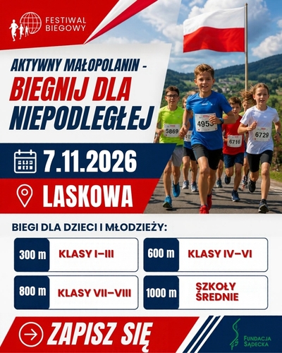 Biegnij dla Niepodległej! Ruszyły zapisy na biegi dla dzieci i młodzieży Biegnij dla Niepodległej! Ruszyły zapisy na biegi dla dzieci i młodzieży