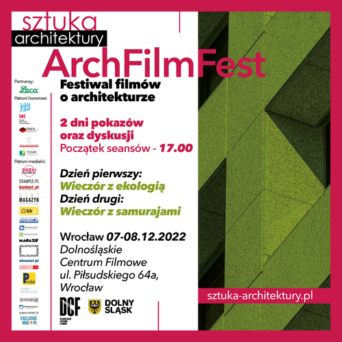Zapraszamy do Wrocławia na 2 dni pokazów oraz dyskusji na festiwalu ArchFilmFest