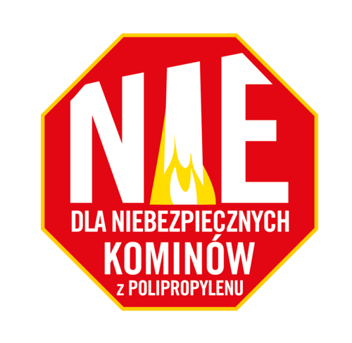 logo kampanii przeciwko zagrażającym życiu kominom z polipropylenu