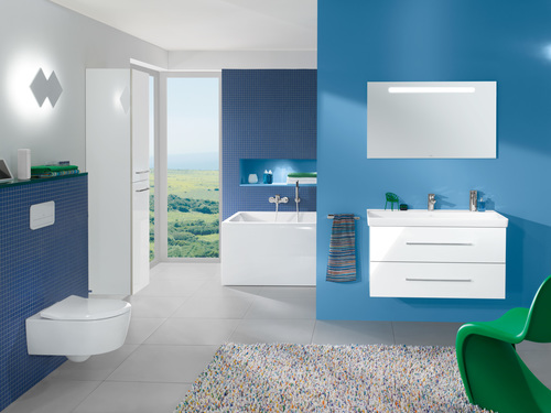nowoczesna łazienka w niebieskich kolorach 
