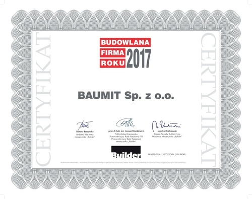  Baumit z wyróżnieniem Budowlana Firma Roku 2017