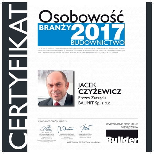  Baumit z wyróżnieniem Budowlana Firma Roku 2017