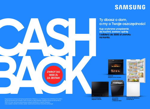 Cashback do 3000 zł – Samsung nagradza za wybór AGD do zabudowy