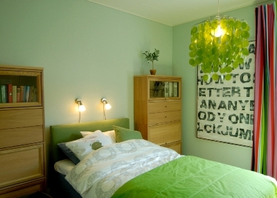zielona aranżacja sypialni 
