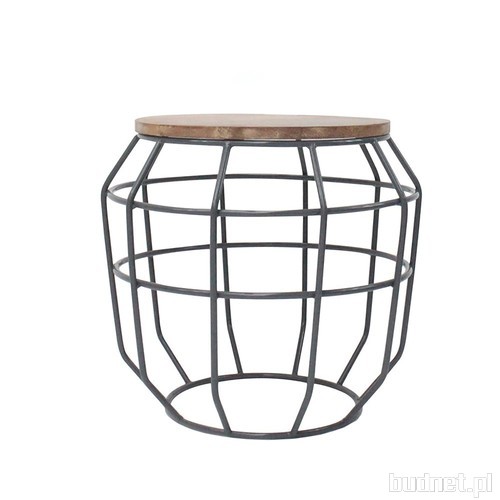 Ciemnoszary stolik z blatem z drewna mango, Ø 51 cm, Bonami.pl 