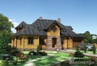 Projekt domu z bali, wolnostojącego, niepodpiwniczonego